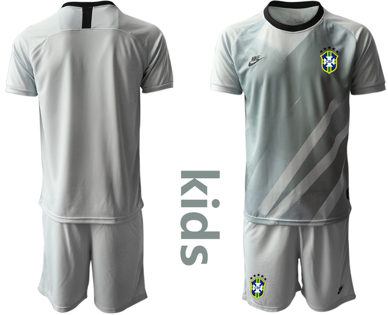 Cheap Youth 2020-2021 Season National team Brazil goalkeeper grey Soccer Jersey